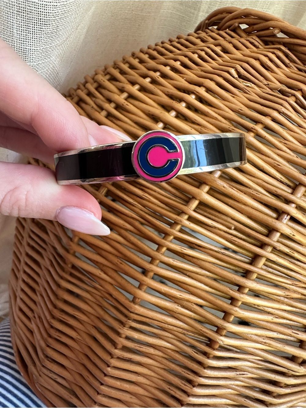 Y2K Coach Black and Pink Bangle Bracelet